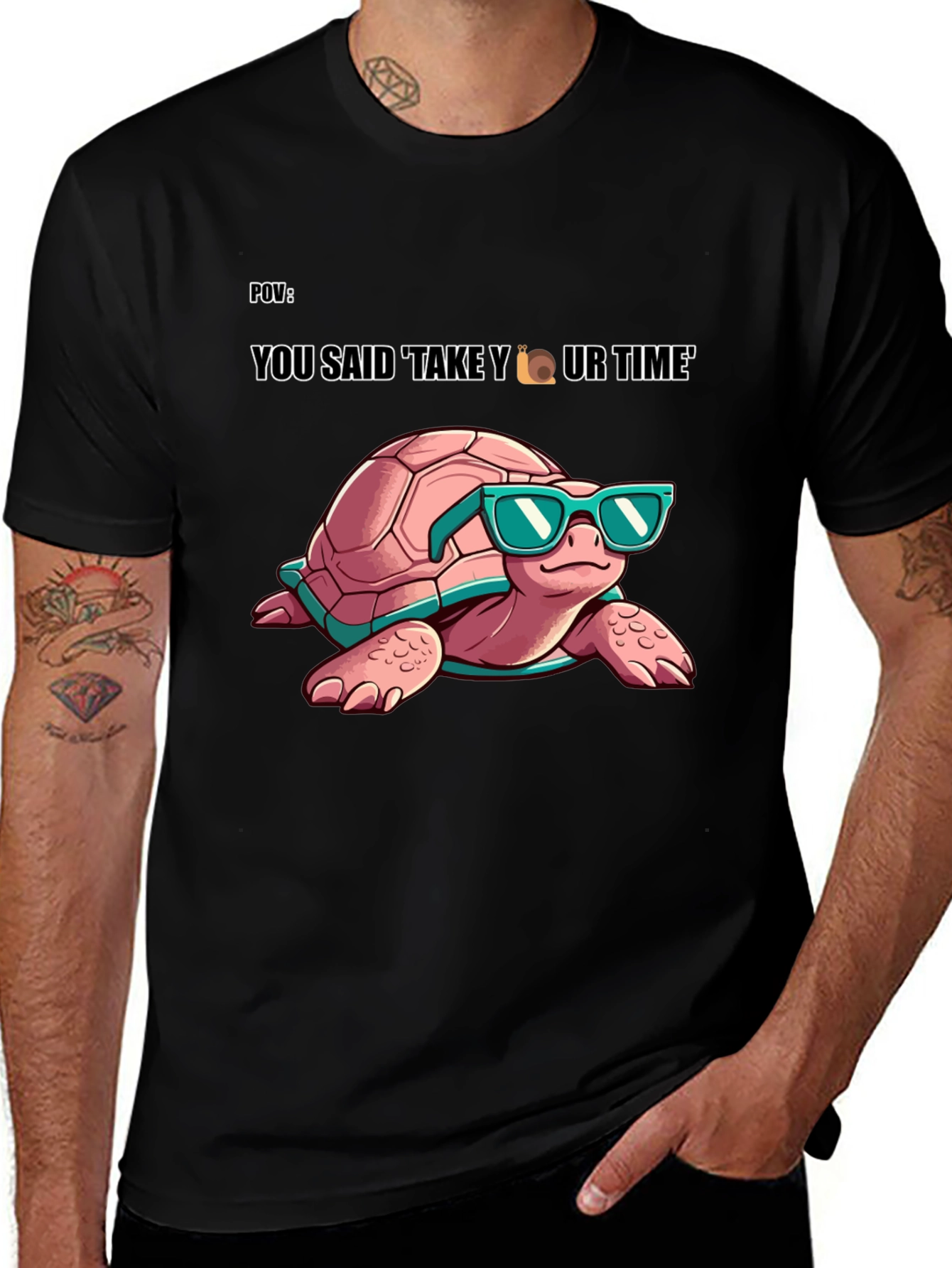 Cool Turtle Graphic Tee - Take Your Time