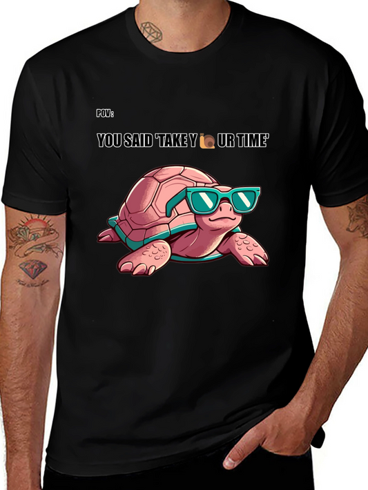 Cool Turtle Graphic Tee - Take Your Time