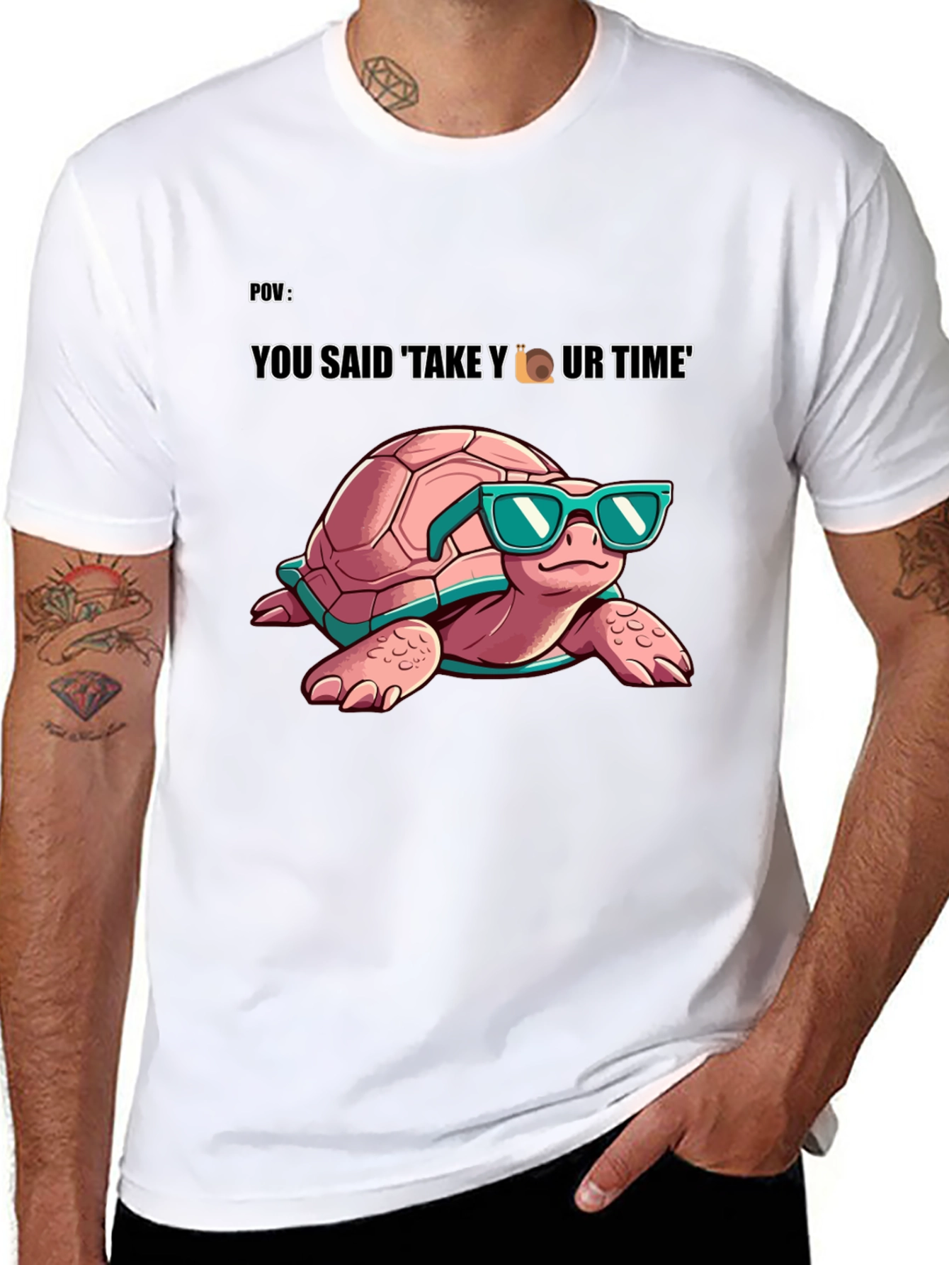 Cool Turtle Graphic Tee - Take Your Time