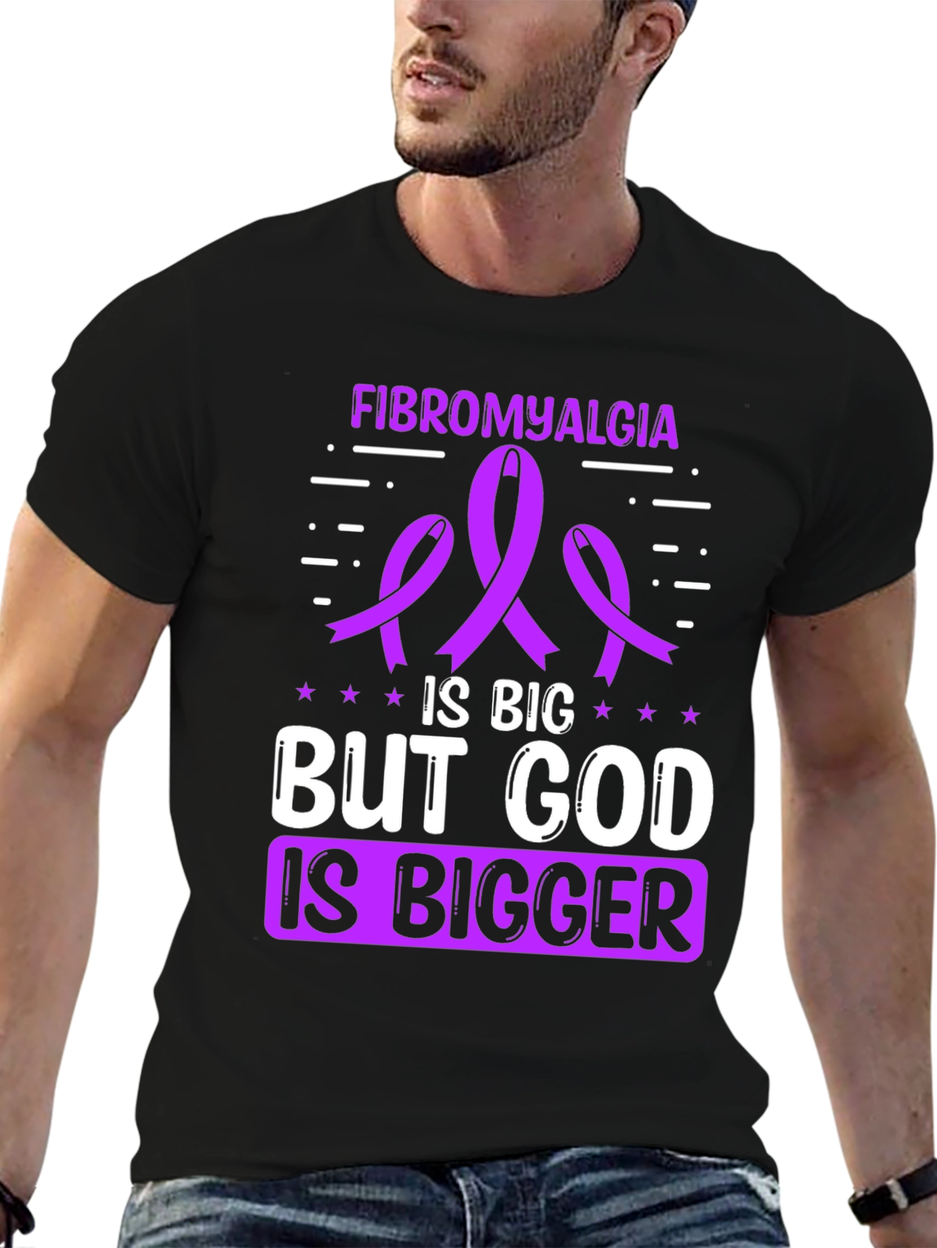 Fibromyalgia Awareness T-Shirt - God is Bigger
