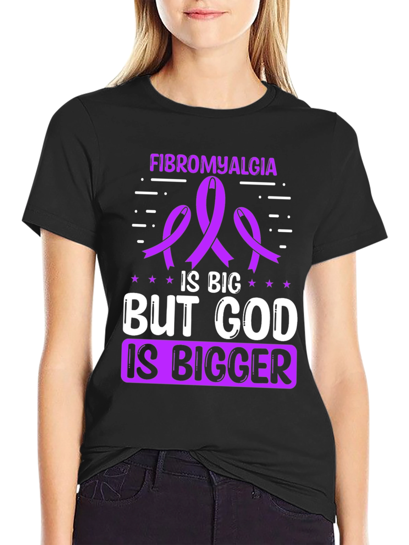 Fibromyalgia Awareness T-Shirt - God is Bigger