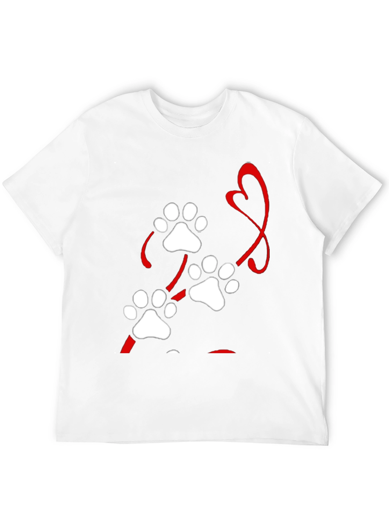 Paw Print Heart Black T-Shirt
