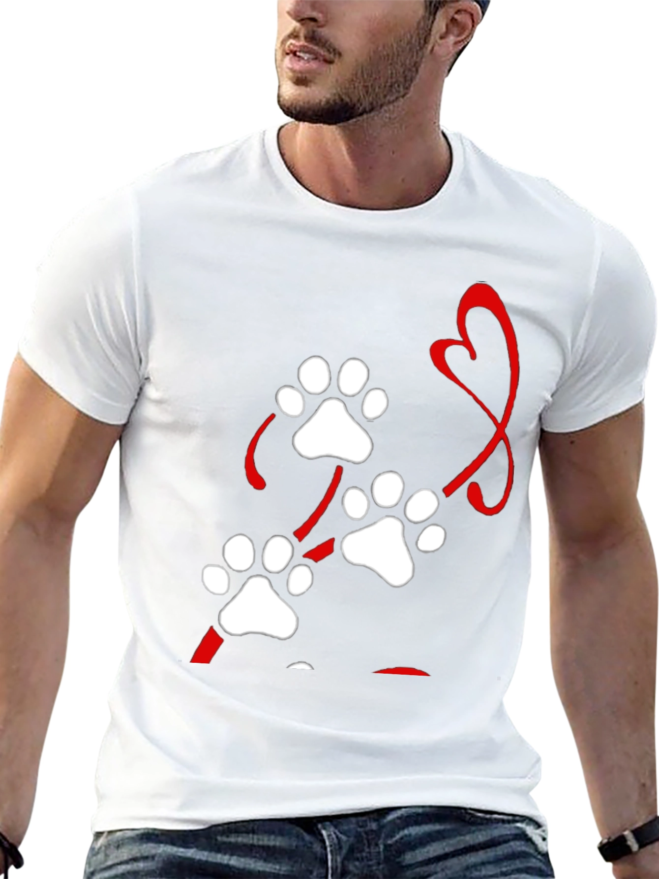 Paw Print Heart Black T-Shirt