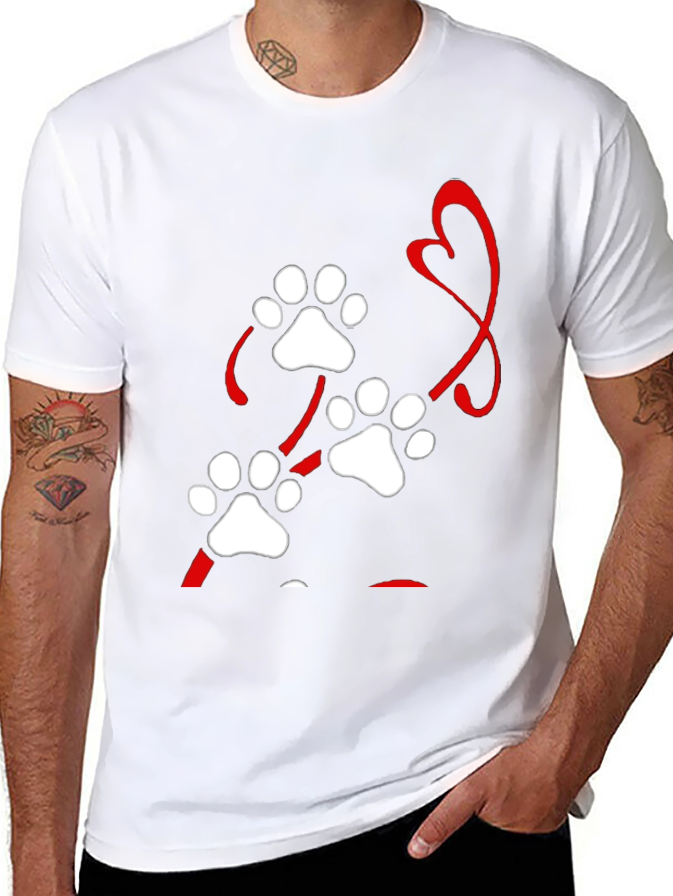 Paw Print Heart Black T-Shirt