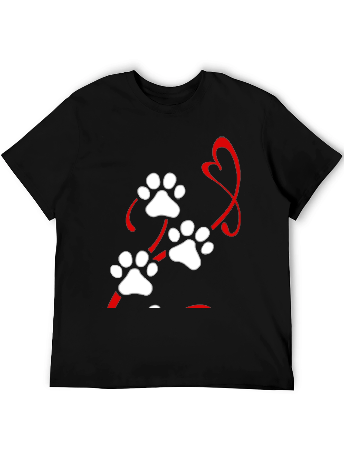 Paw Print Heart Black T-Shirt