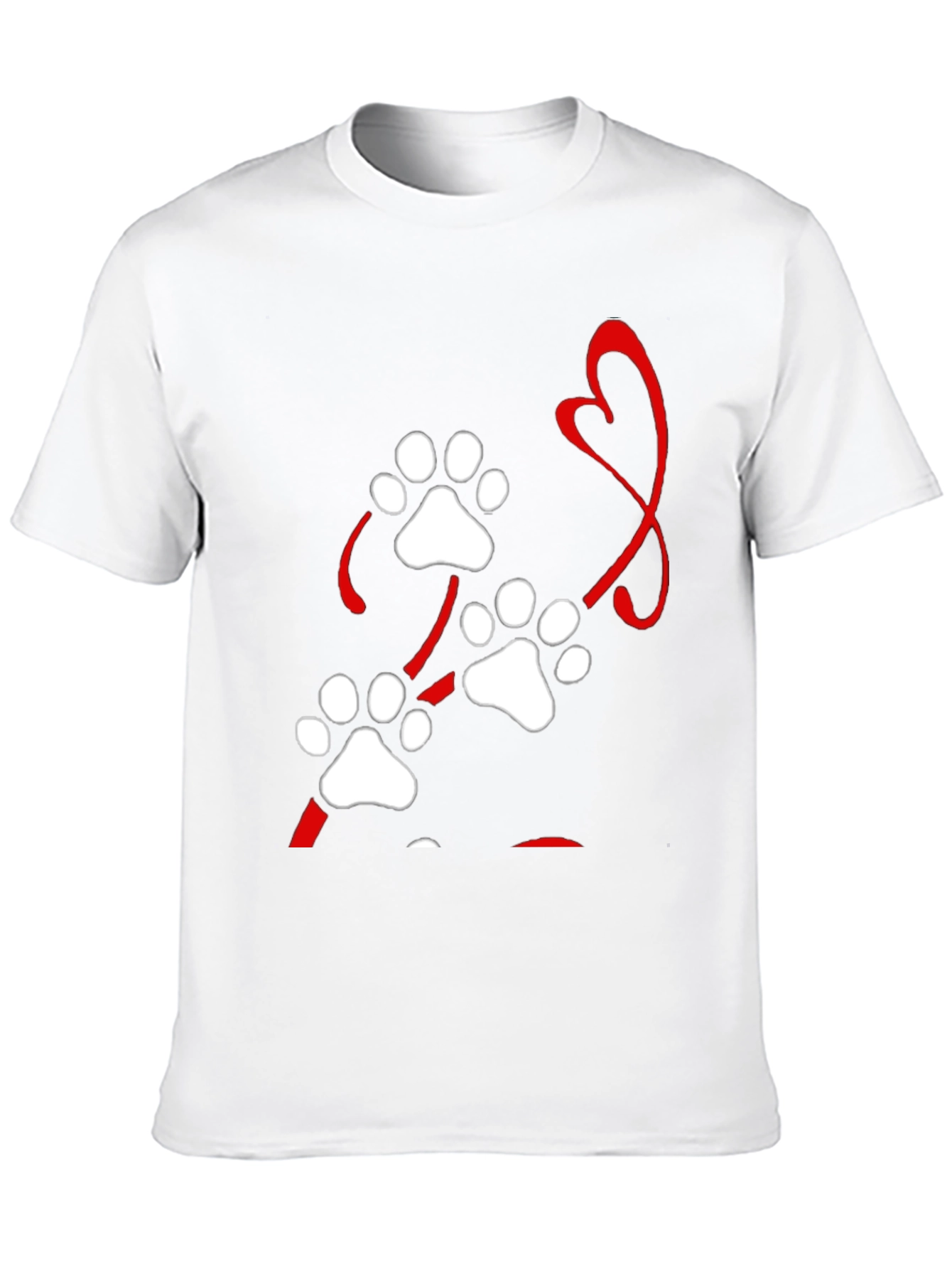Paw Print Heart Black T-Shirt