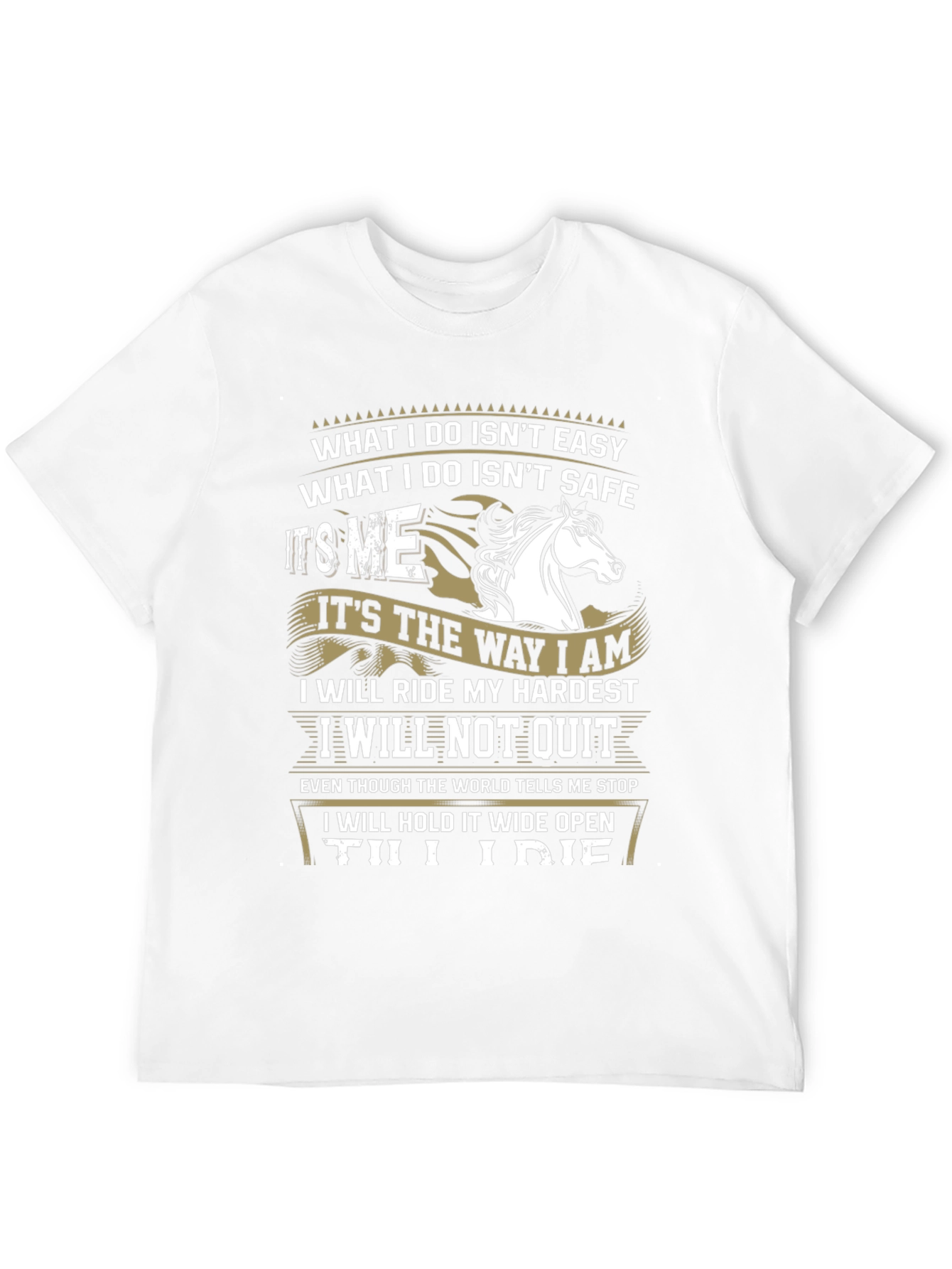 Equestrian Attitude Black T-Shirt: Ride Hard Never Quit!
