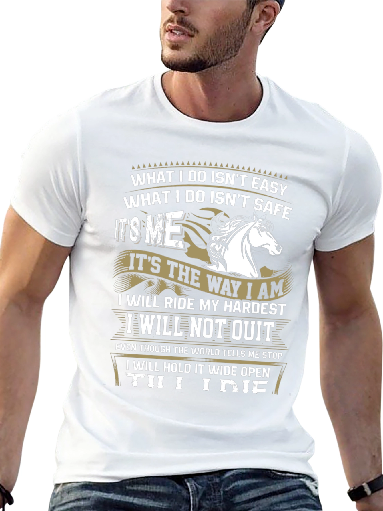 Equestrian Attitude Black T-Shirt: Ride Hard Never Quit!