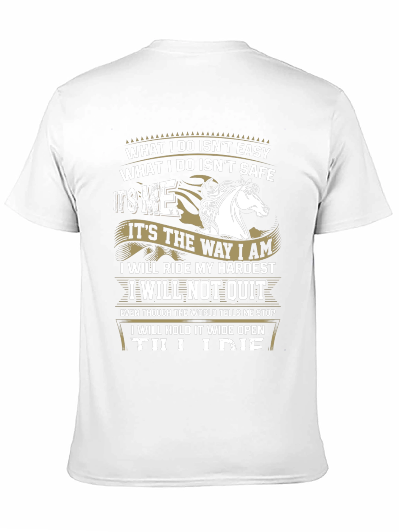 Equestrian Attitude Black T-Shirt: Ride Hard Never Quit!