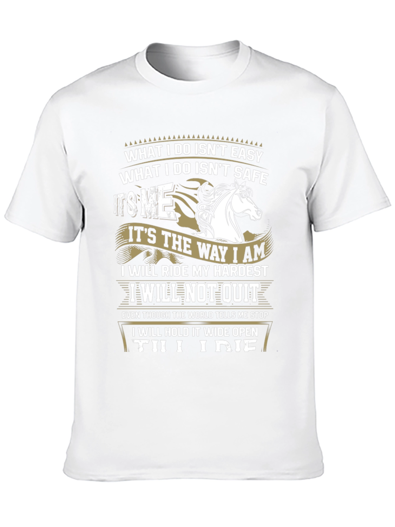 Equestrian Attitude Black T-Shirt: Ride Hard Never Quit!