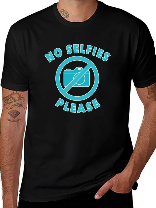 No Selfies Please Graphic T-Shirt - Black