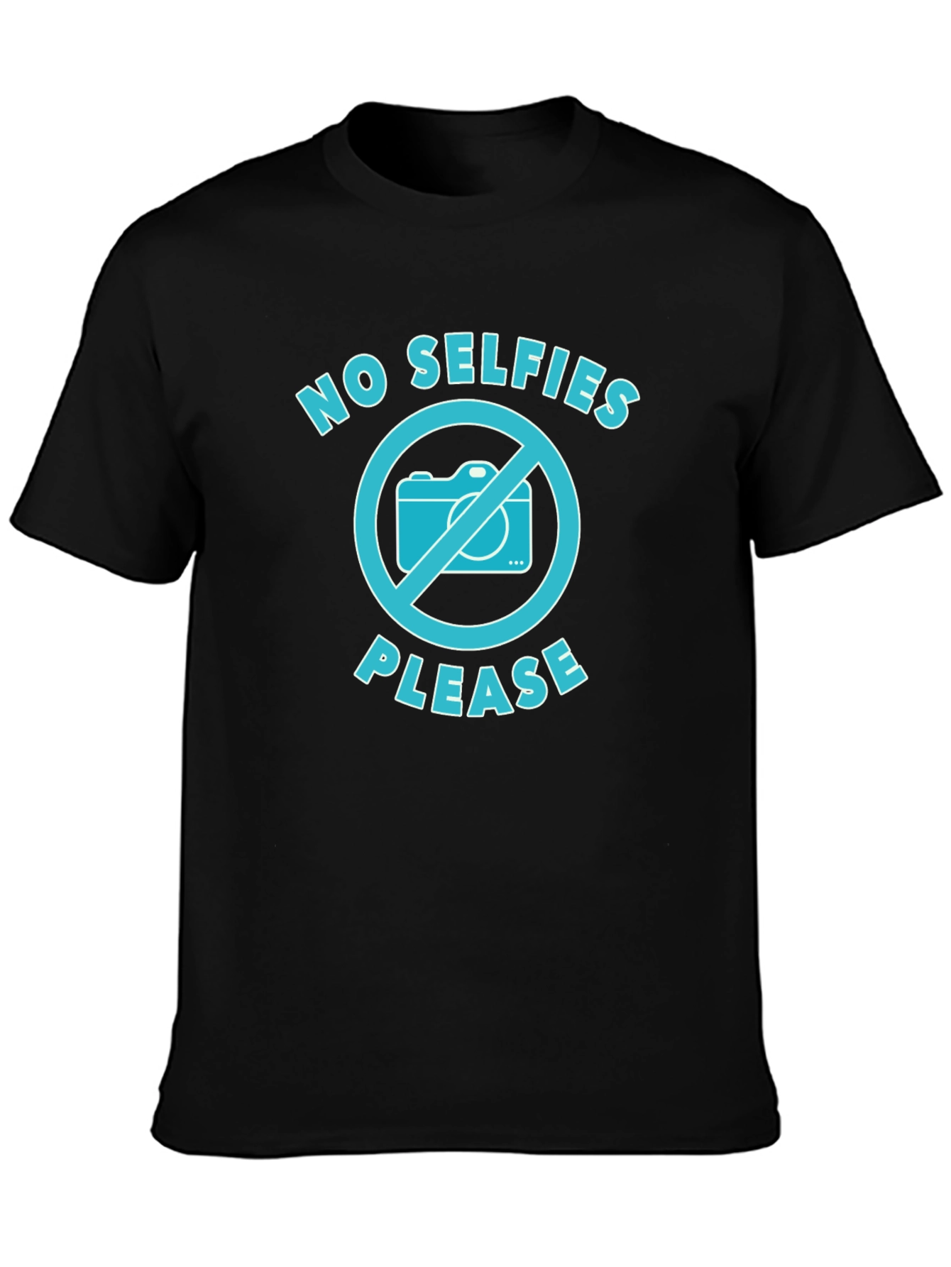 No Selfies Please Graphic T-Shirt - Black