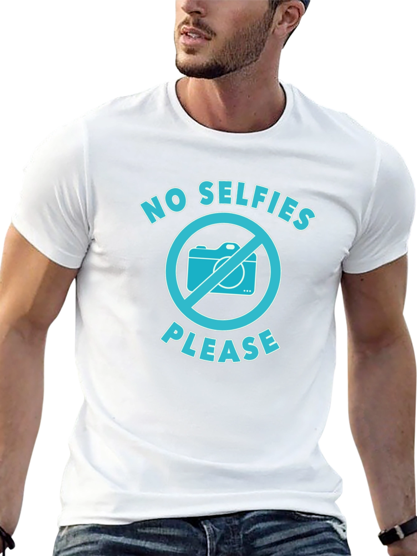 No Selfies Please Graphic T-Shirt - Black