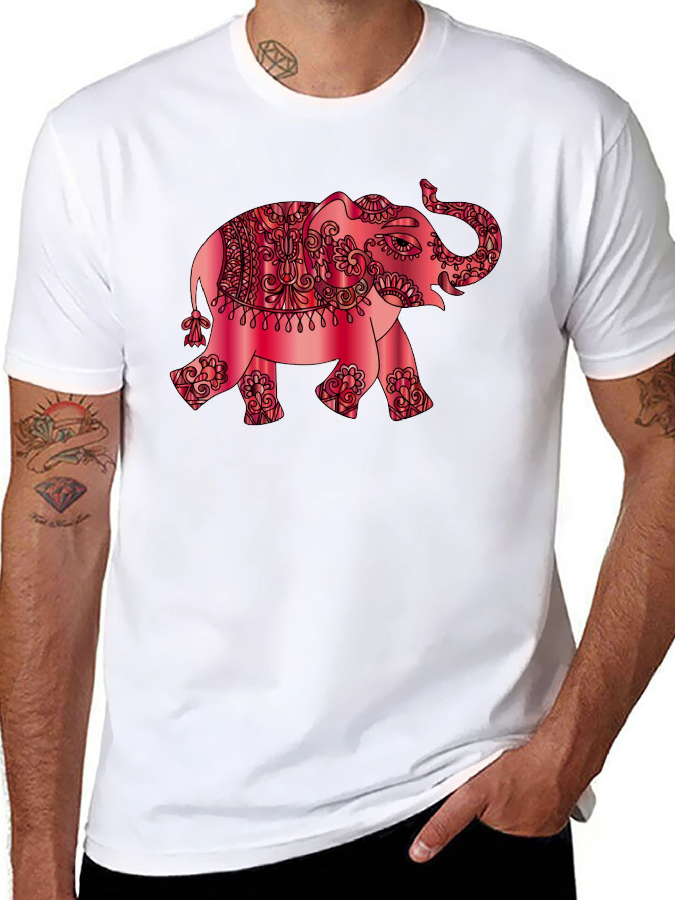 Elephant Graphic Tee - Stylish Mens Black T-Shirt