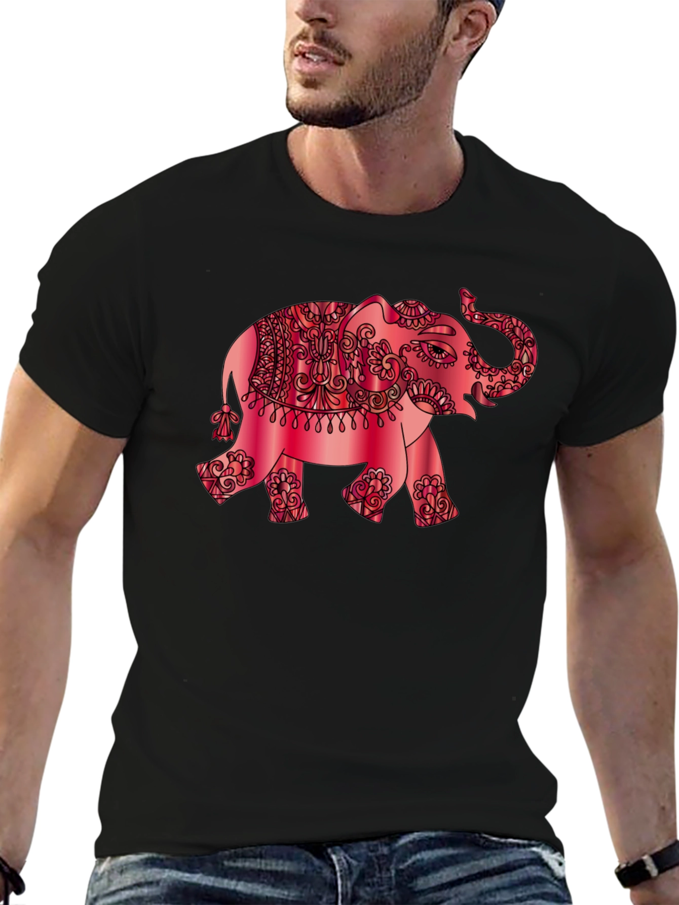 Elephant Graphic Tee - Stylish Mens Black T-Shirt