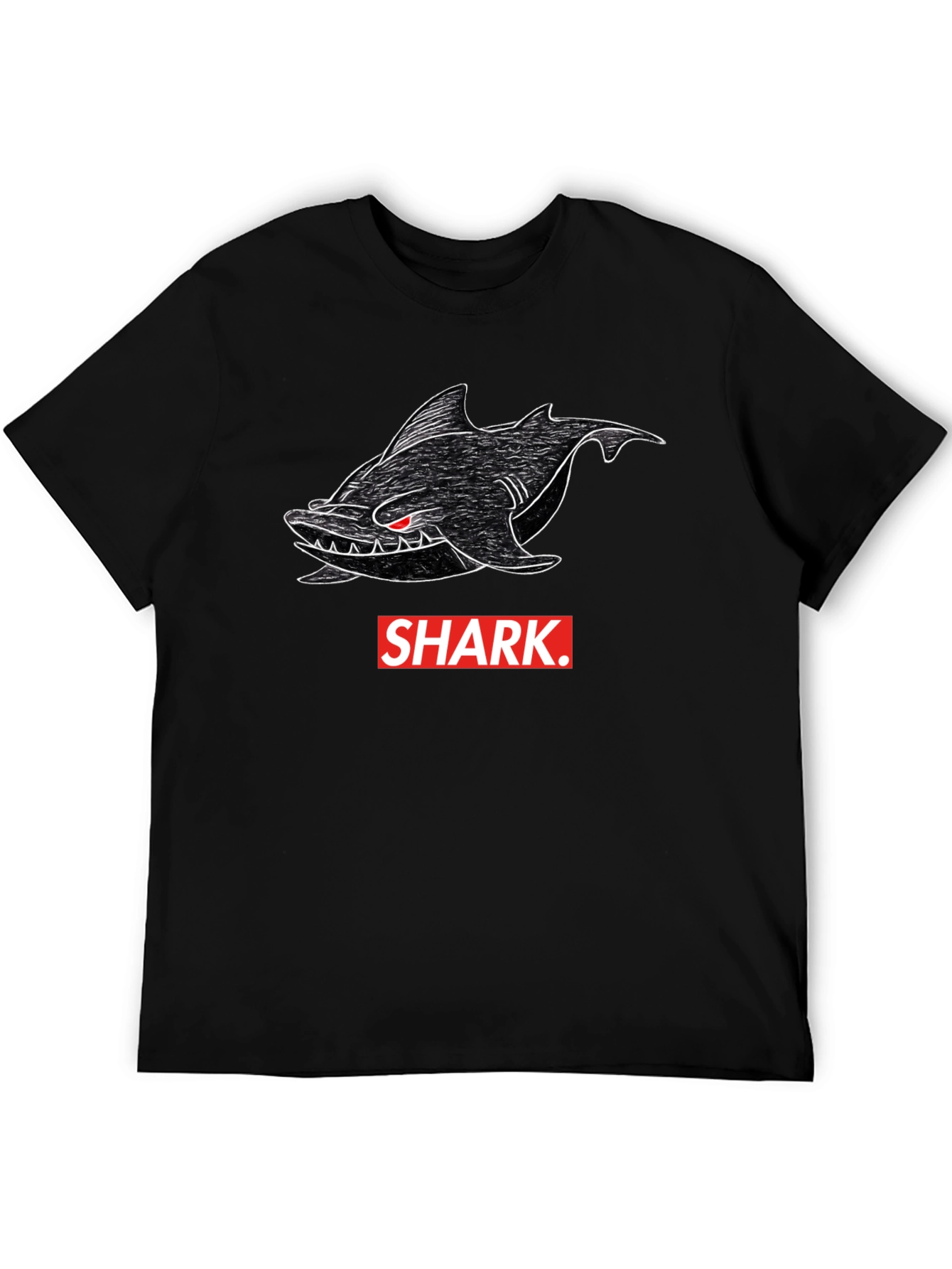 Shark Graphic Print Mens Black T-Shirt