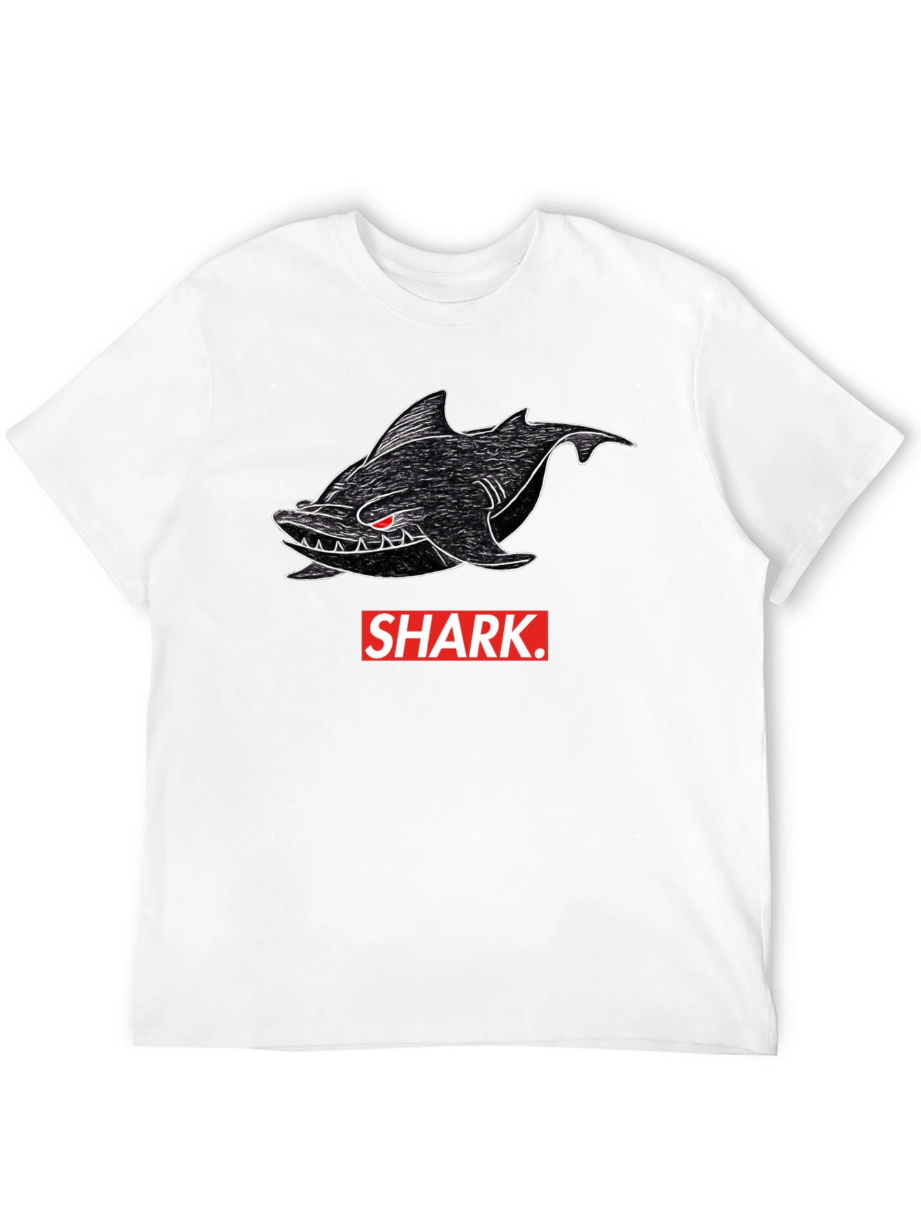 Shark Graphic Print Mens Black T-Shirt