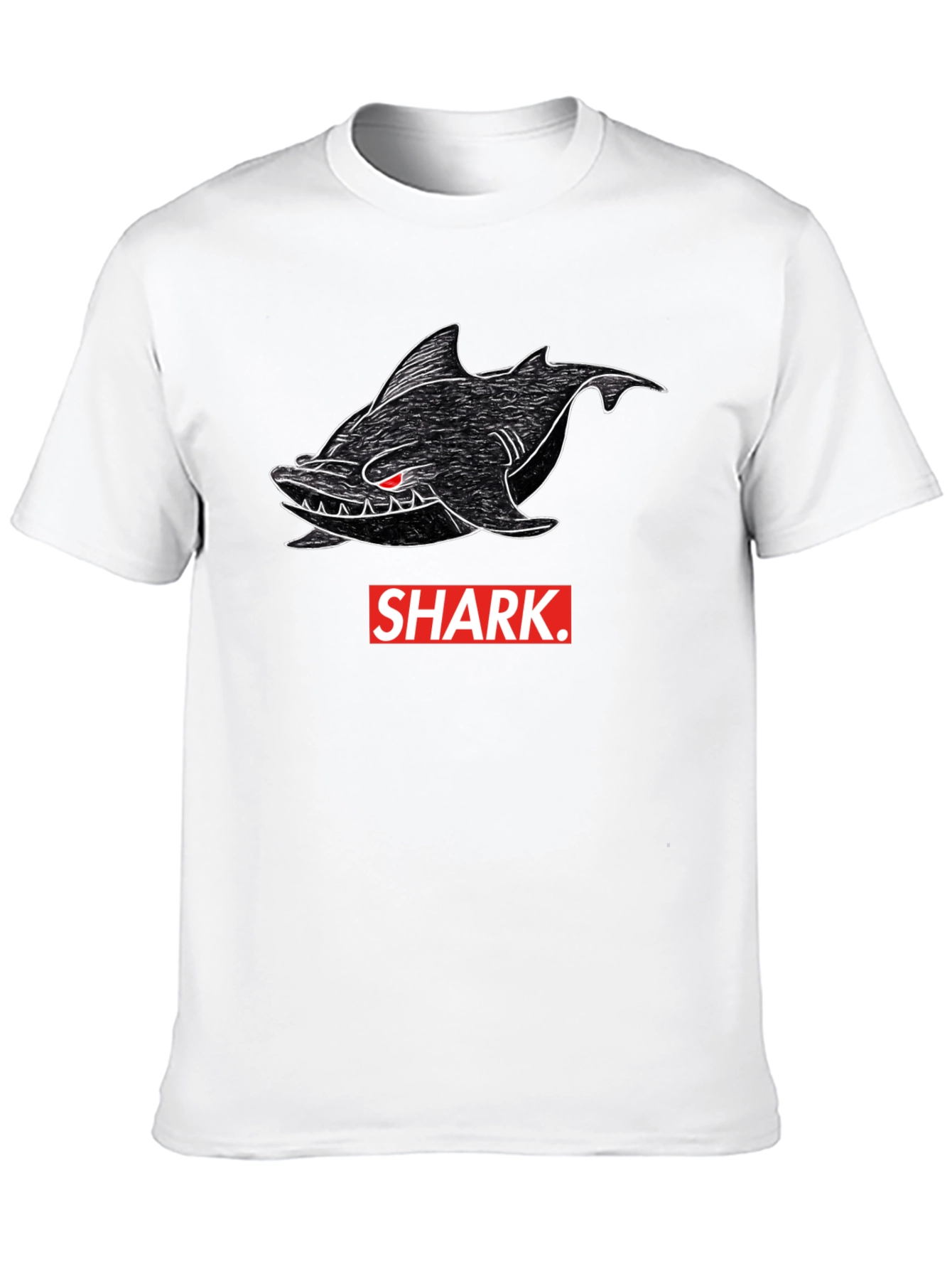 Shark Graphic Print Mens Black T-Shirt