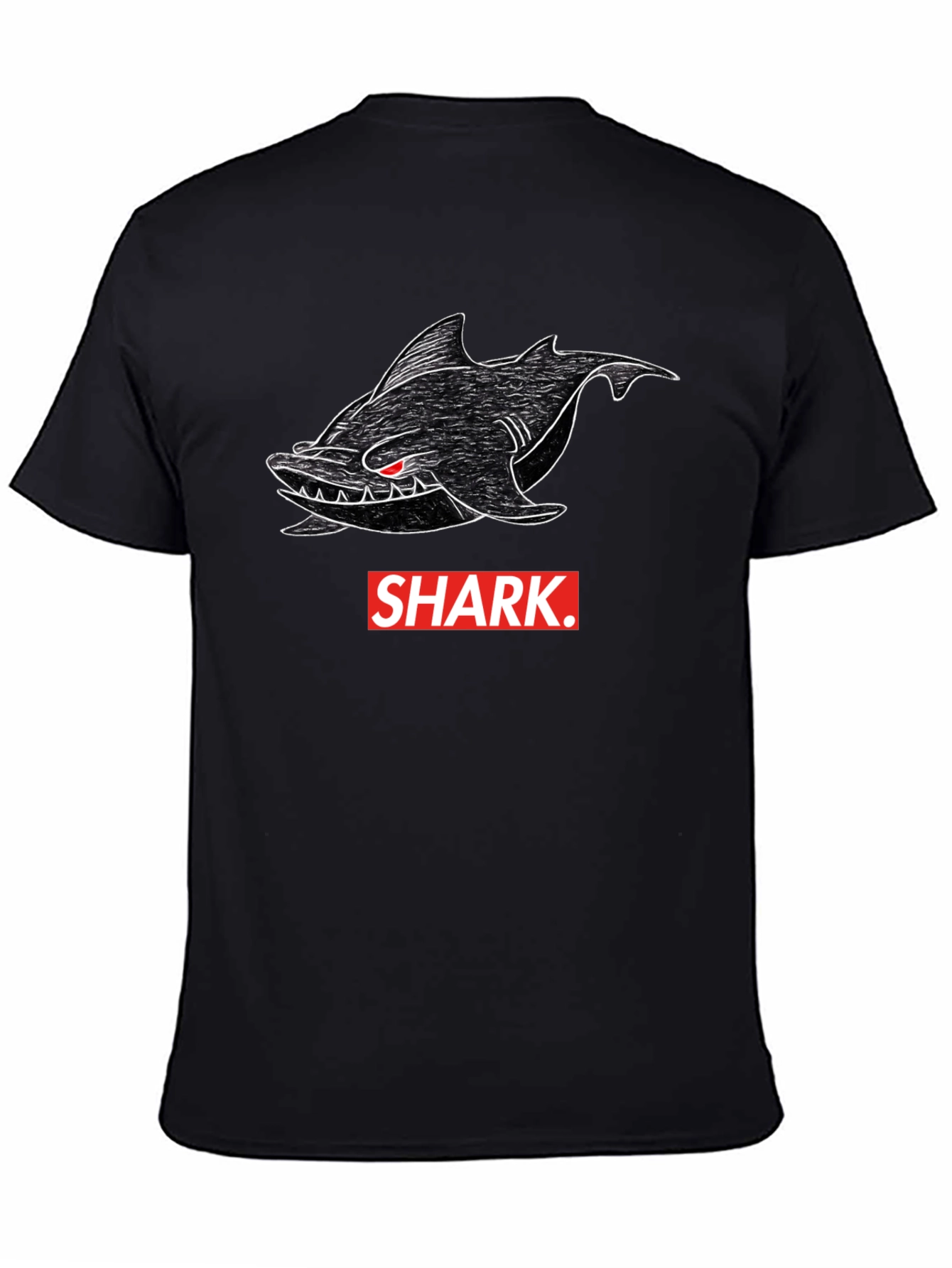 Shark Graphic Print Mens Black T-Shirt
