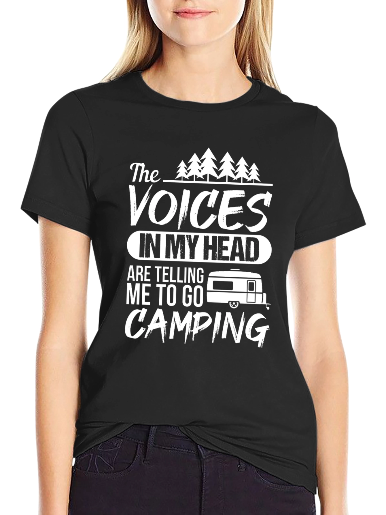 Camping Voices T-Shirt - Black