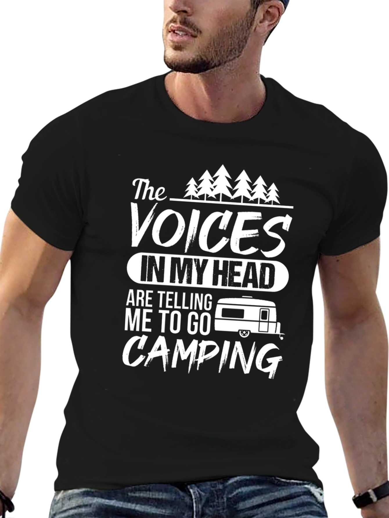 Camping Voices T-Shirt - Black