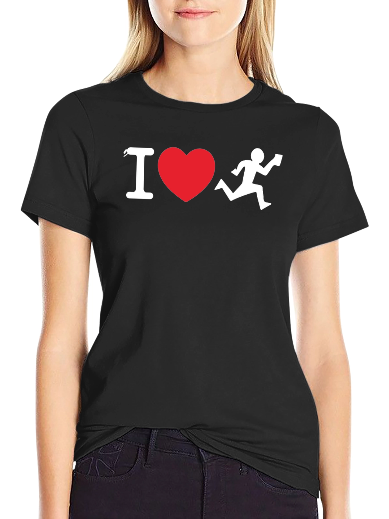 I Heart Running T-Shirt - Black Cotton Blend