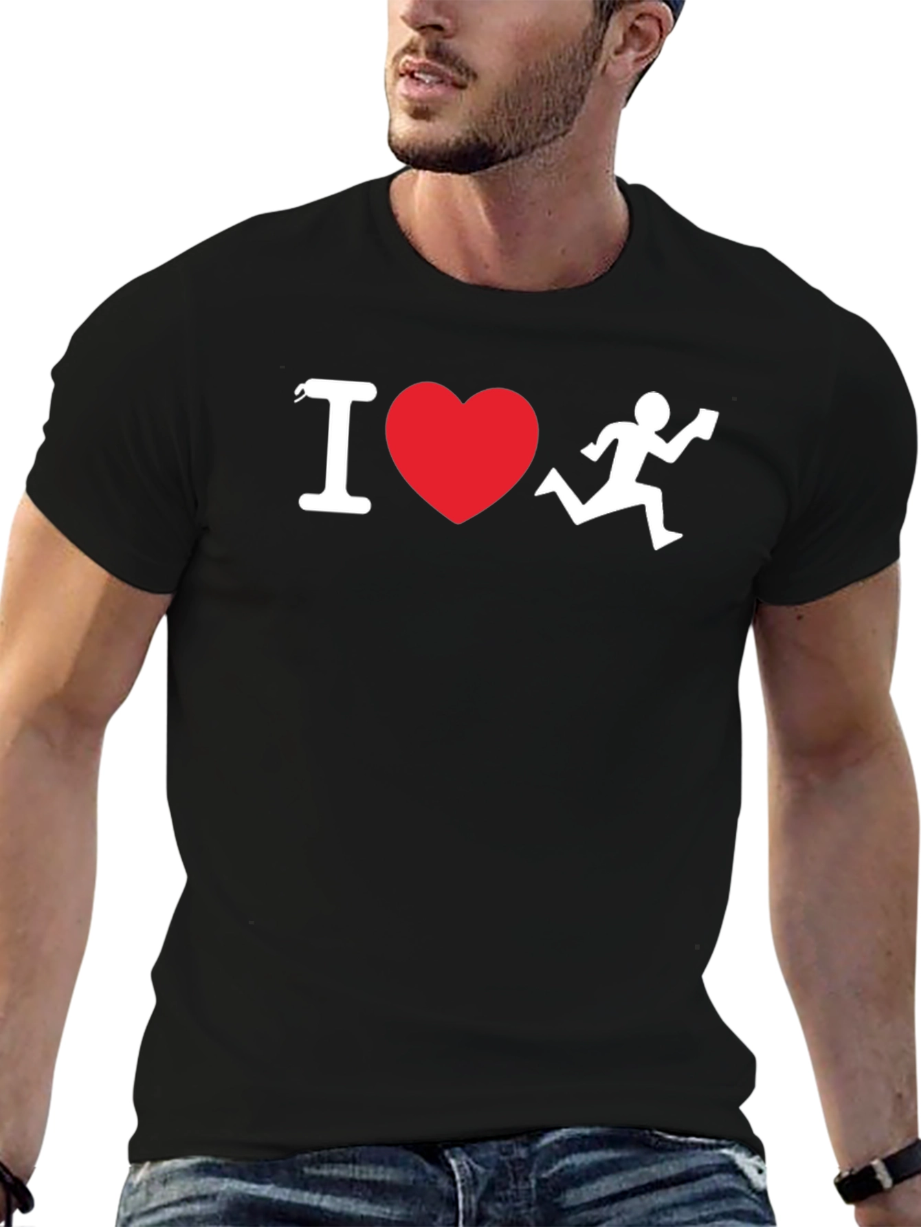 I Heart Running T-Shirt - Black Cotton Blend
