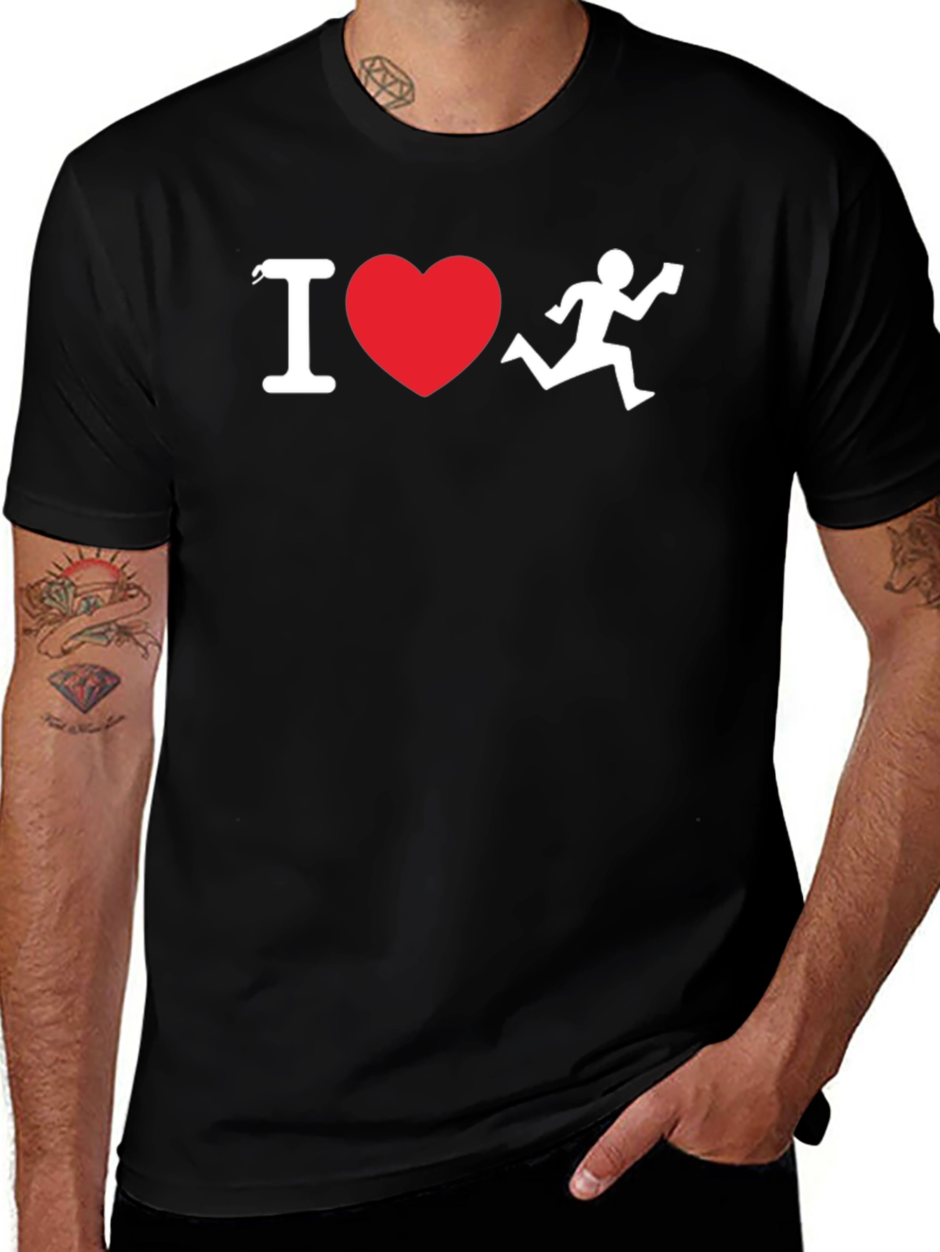 I Heart Running T-Shirt - Black Cotton Blend