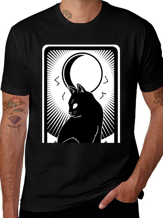 Mystic Cat Tarot Card T-Shirt - Black