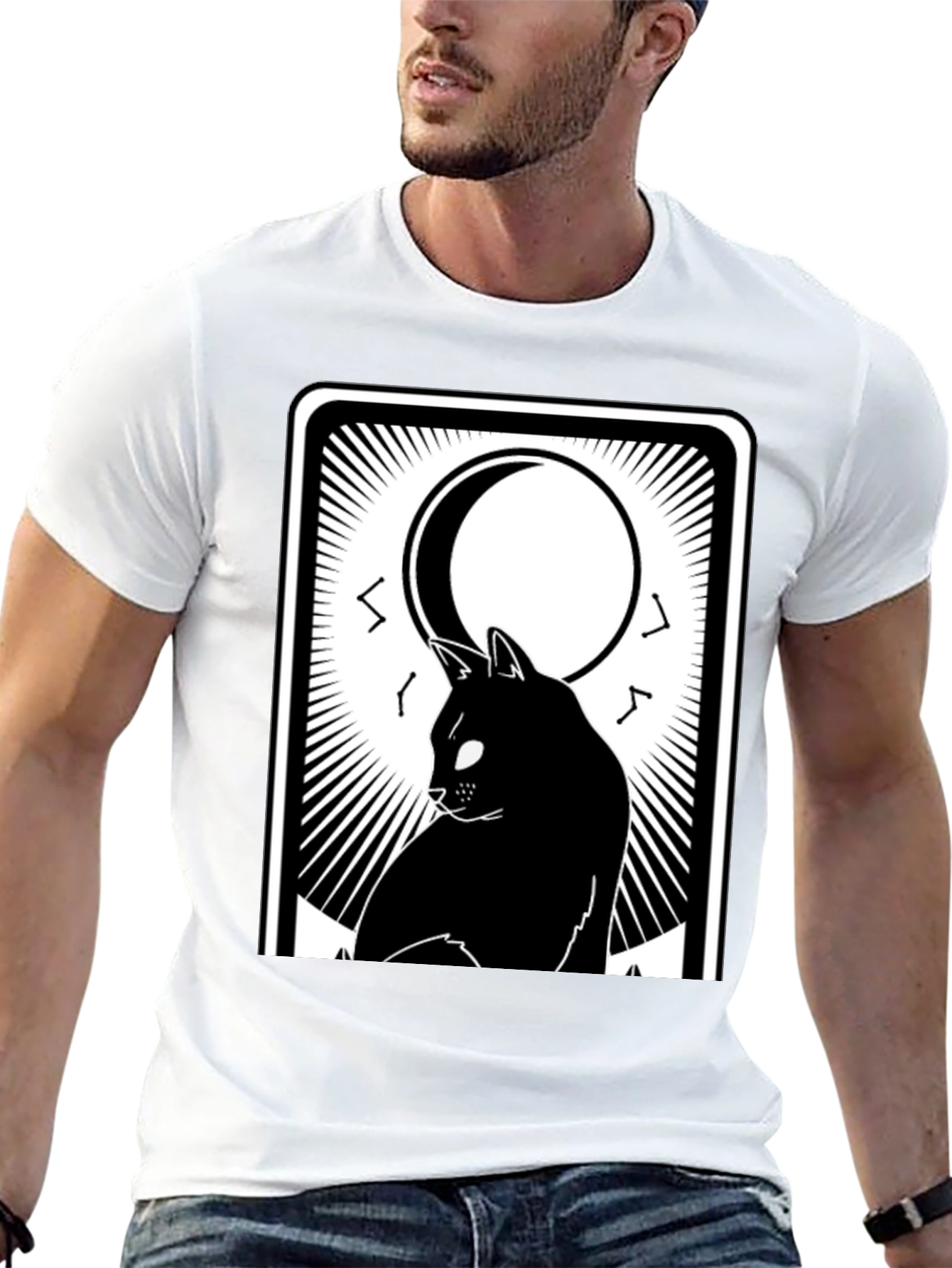 Mystic Cat Tarot Card T-Shirt - Black