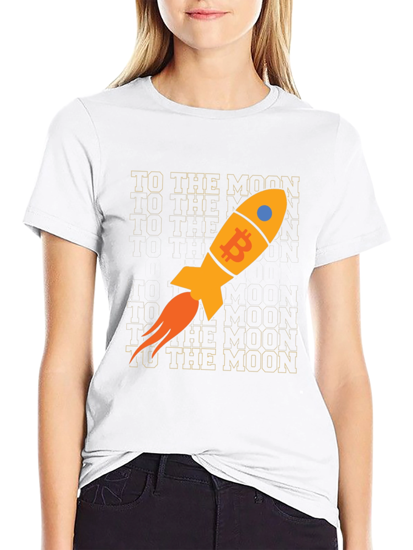 Bitcoin Rocket To The Moon Black T-Shirt