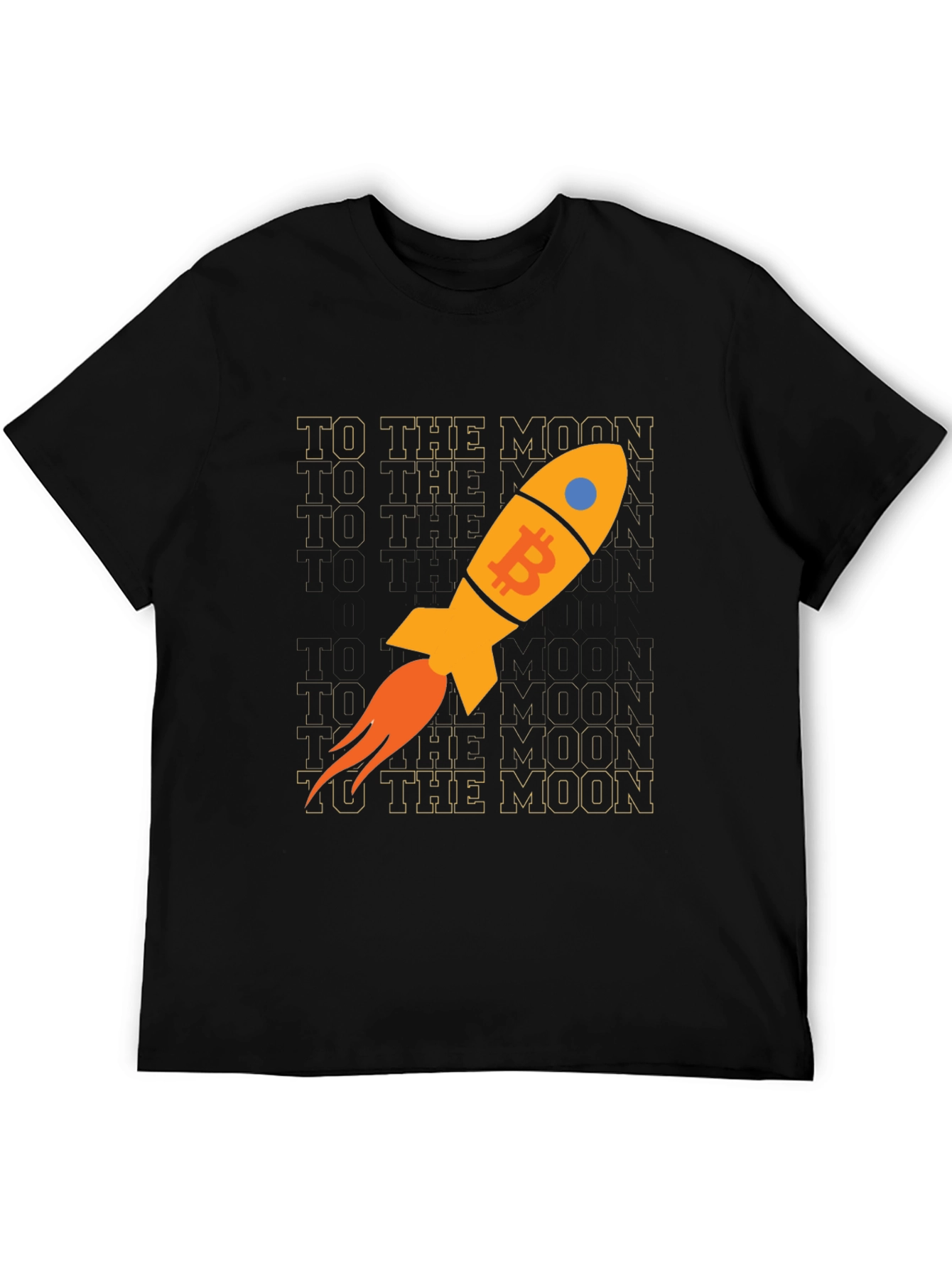 Bitcoin Rocket To The Moon Black T-Shirt