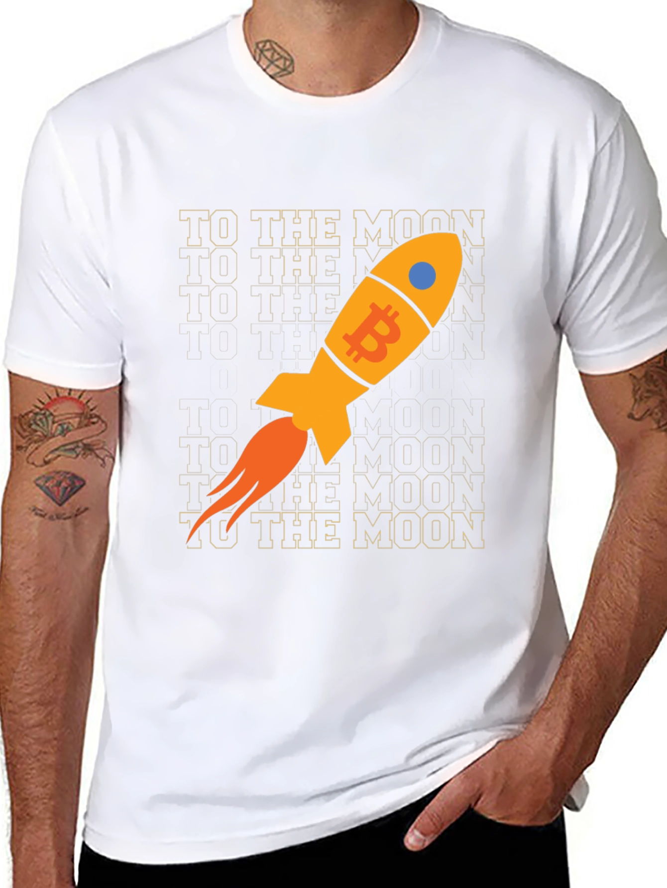Bitcoin Rocket To The Moon Black T-Shirt