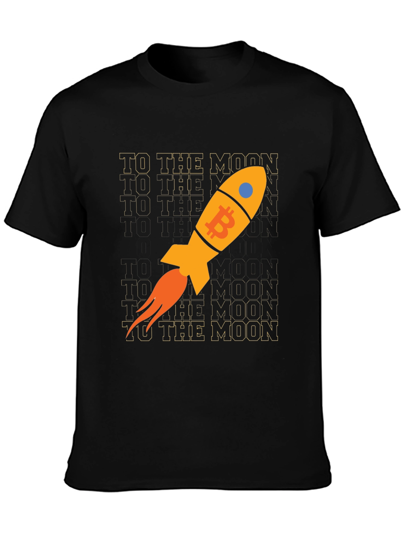 Bitcoin Rocket To The Moon Black T-Shirt