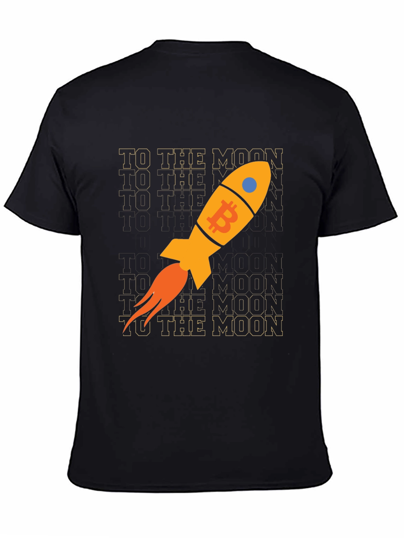 Bitcoin Rocket To The Moon Black T-Shirt