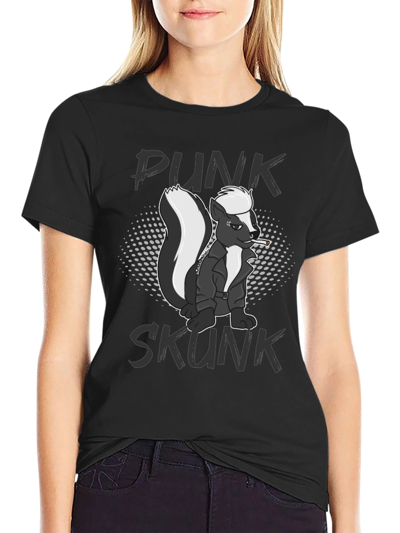 Punk Skunk Graphic T-Shirt - Black