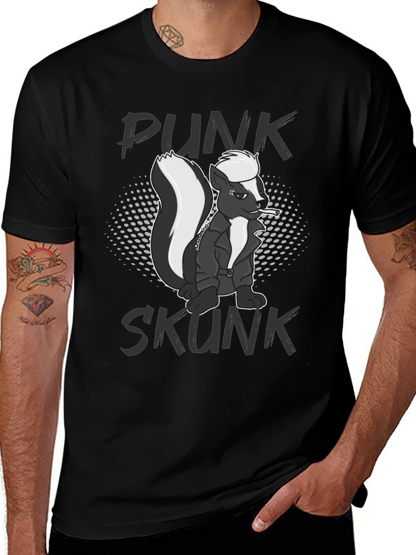 Punk Skunk Graphic T-Shirt - Black