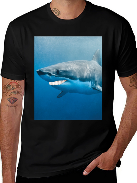 Funny Shark Graphic T-Shirt - Mens Black Tee