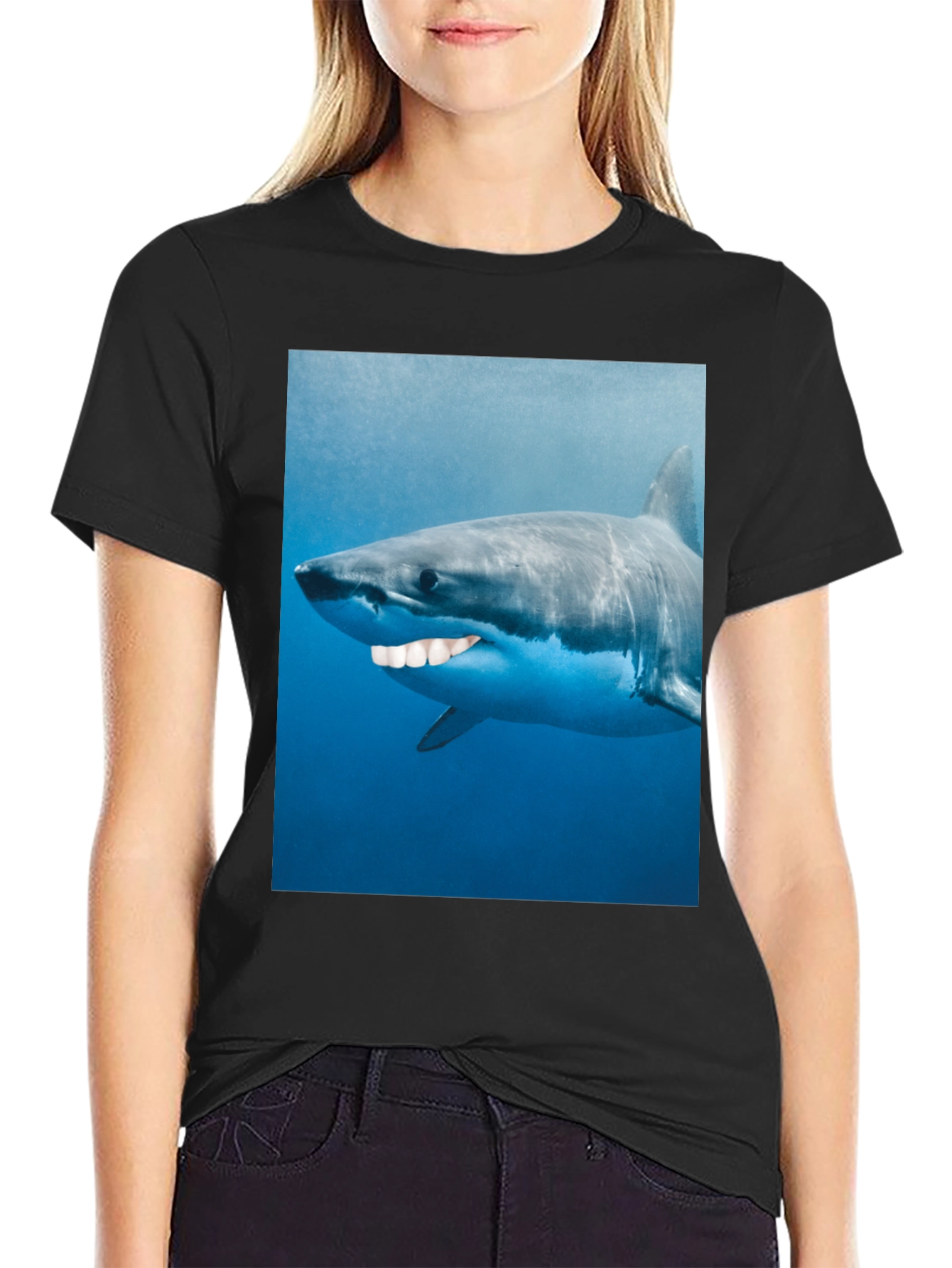 Funny Shark Graphic T-Shirt - Mens Black Tee