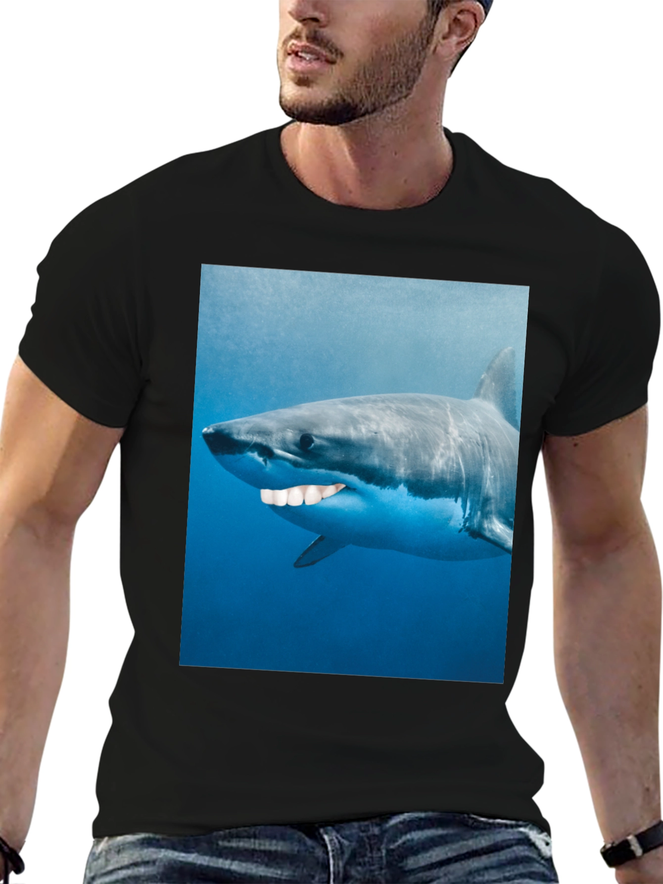 Funny Shark Graphic T-Shirt - Mens Black Tee