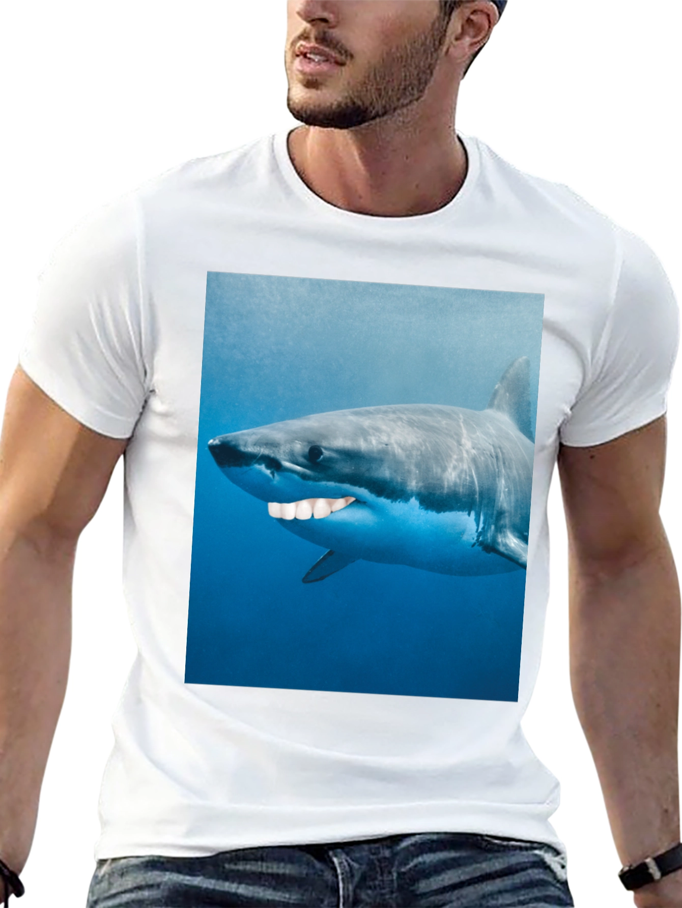 Funny Shark Graphic T-Shirt - Mens Black Tee