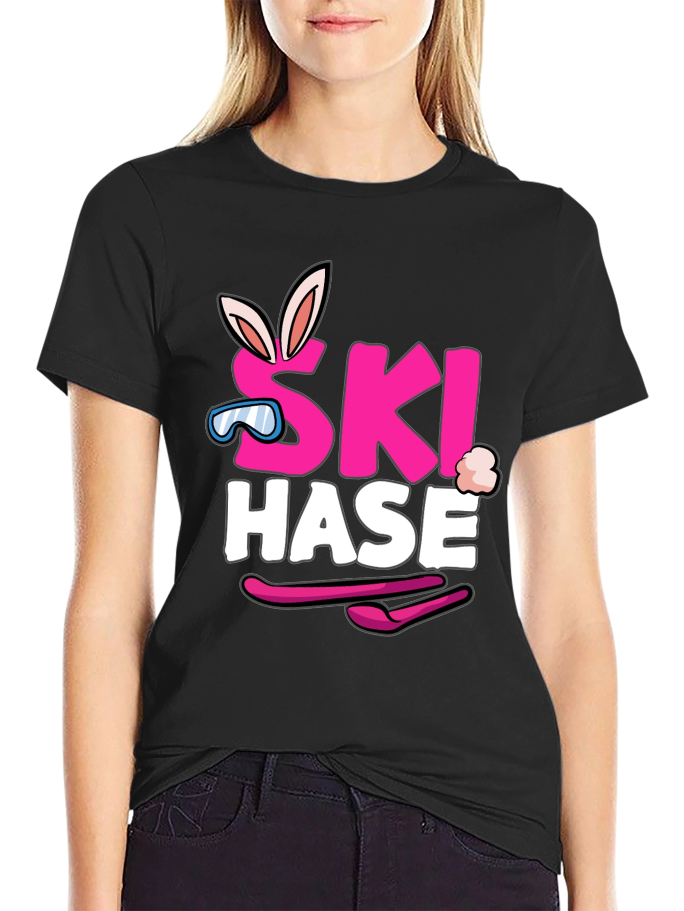 Ski Hase T-Shirt - Easter Bunny Skiing Tee