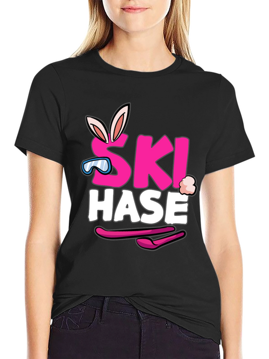 Ski Hase T-Shirt - Easter Bunny Skiing Tee