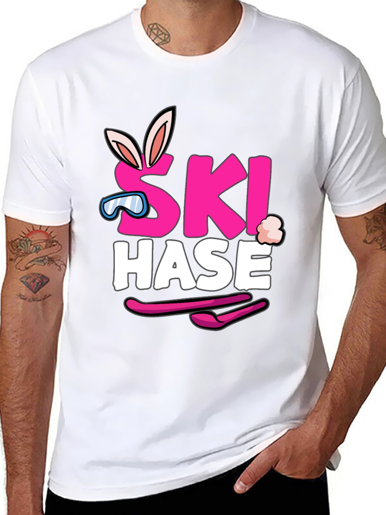 Ski Hase T-Shirt - Easter Bunny Skiing Tee