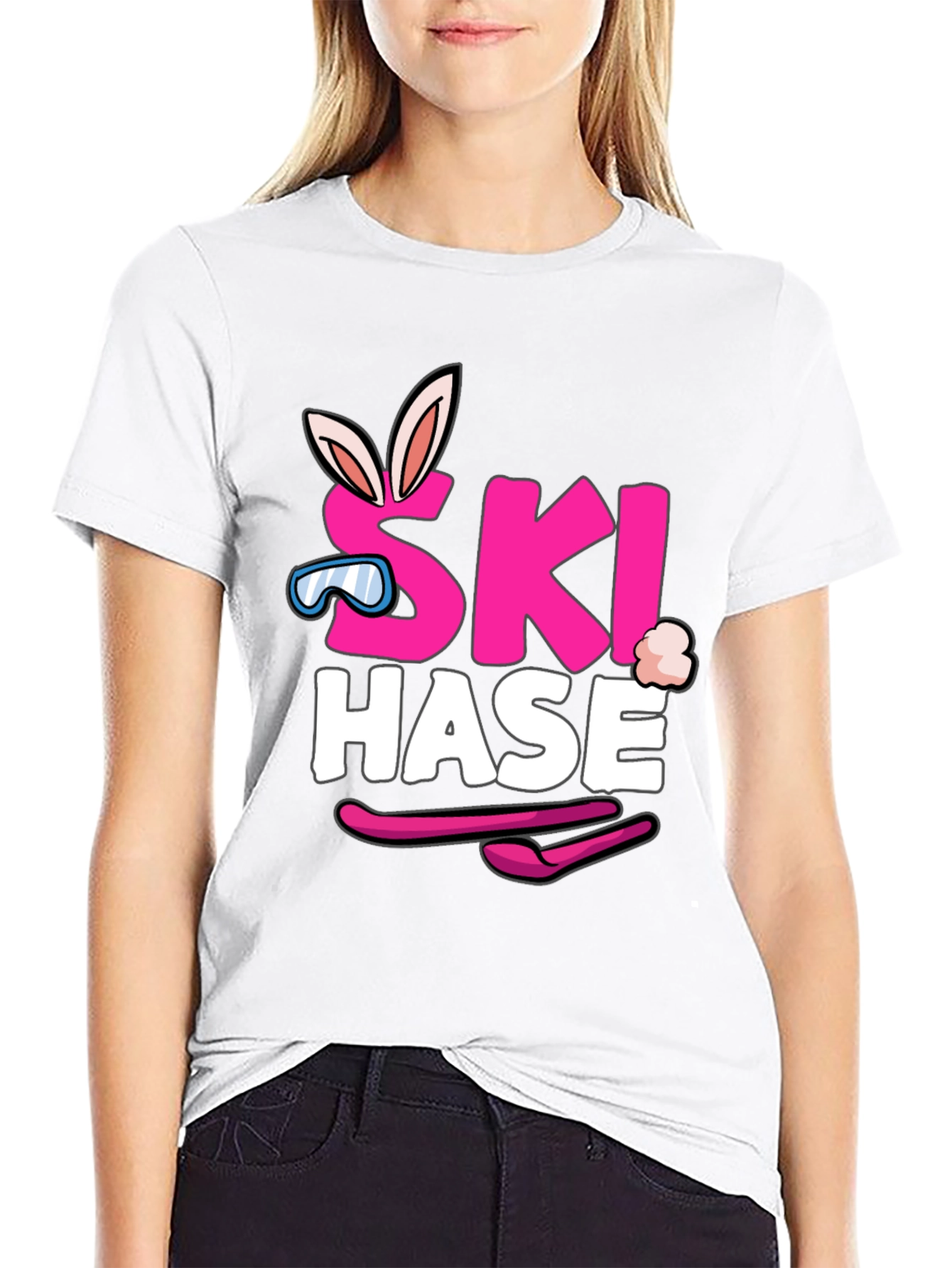 Ski Hase T-Shirt - Easter Bunny Skiing Tee