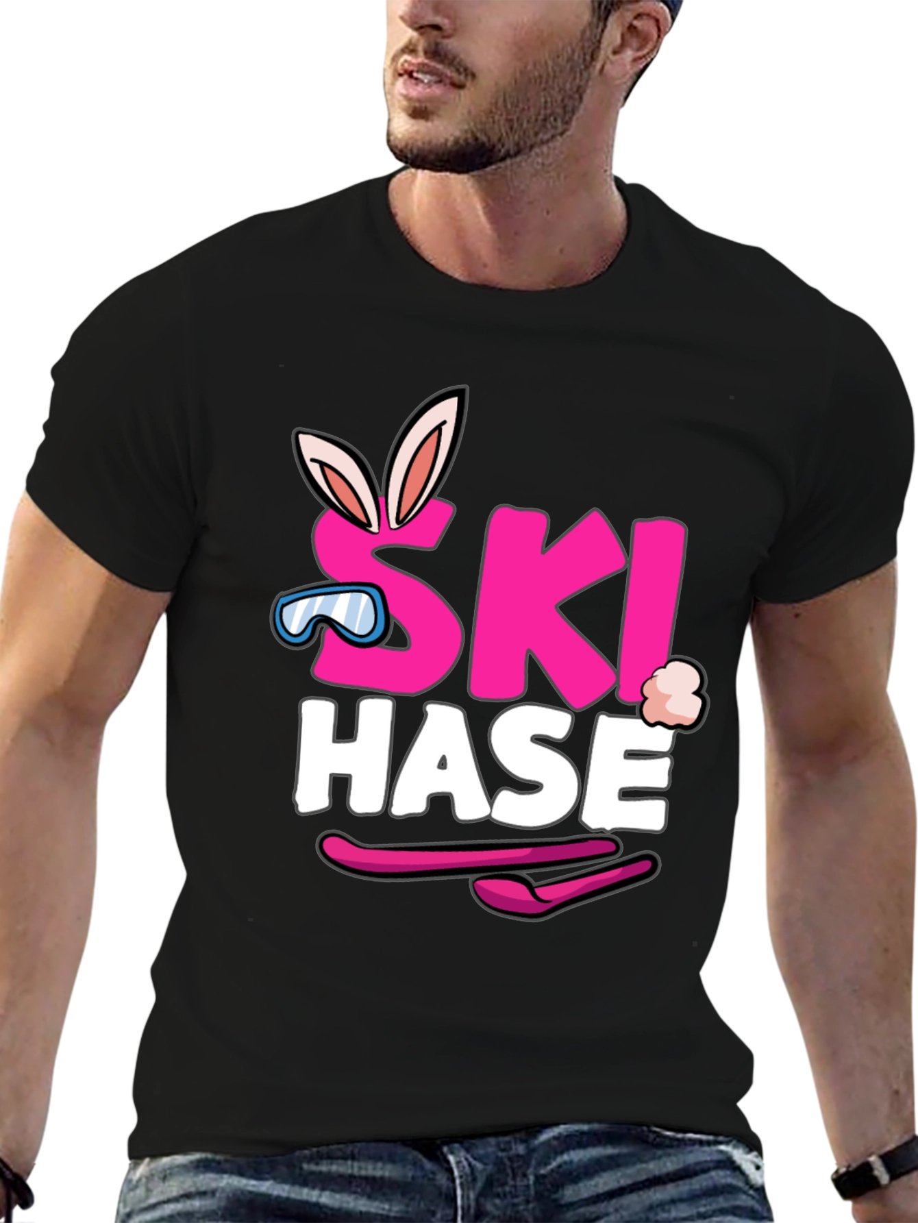 Ski Hase T-Shirt - Easter Bunny Skiing Tee