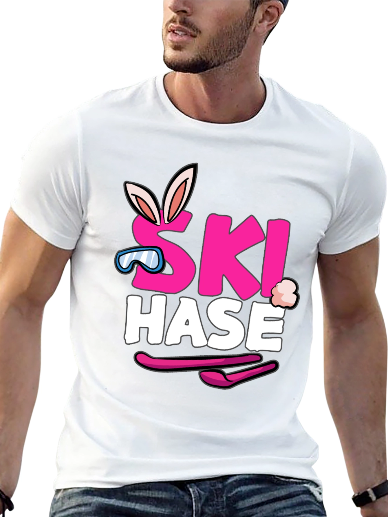 Ski Hase T-Shirt - Easter Bunny Skiing Tee