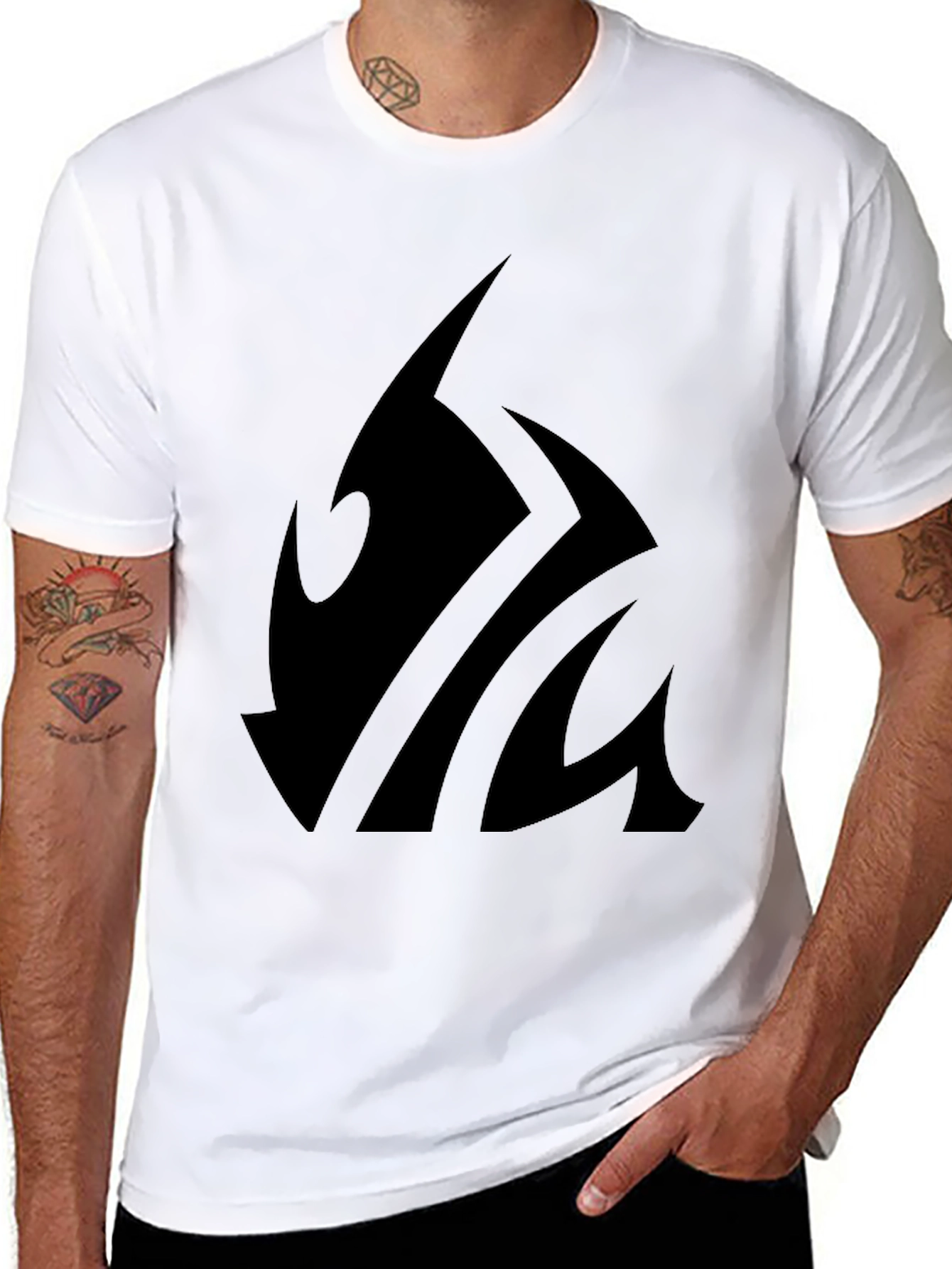 Black Graphic Tee - Abstract Tribal Design