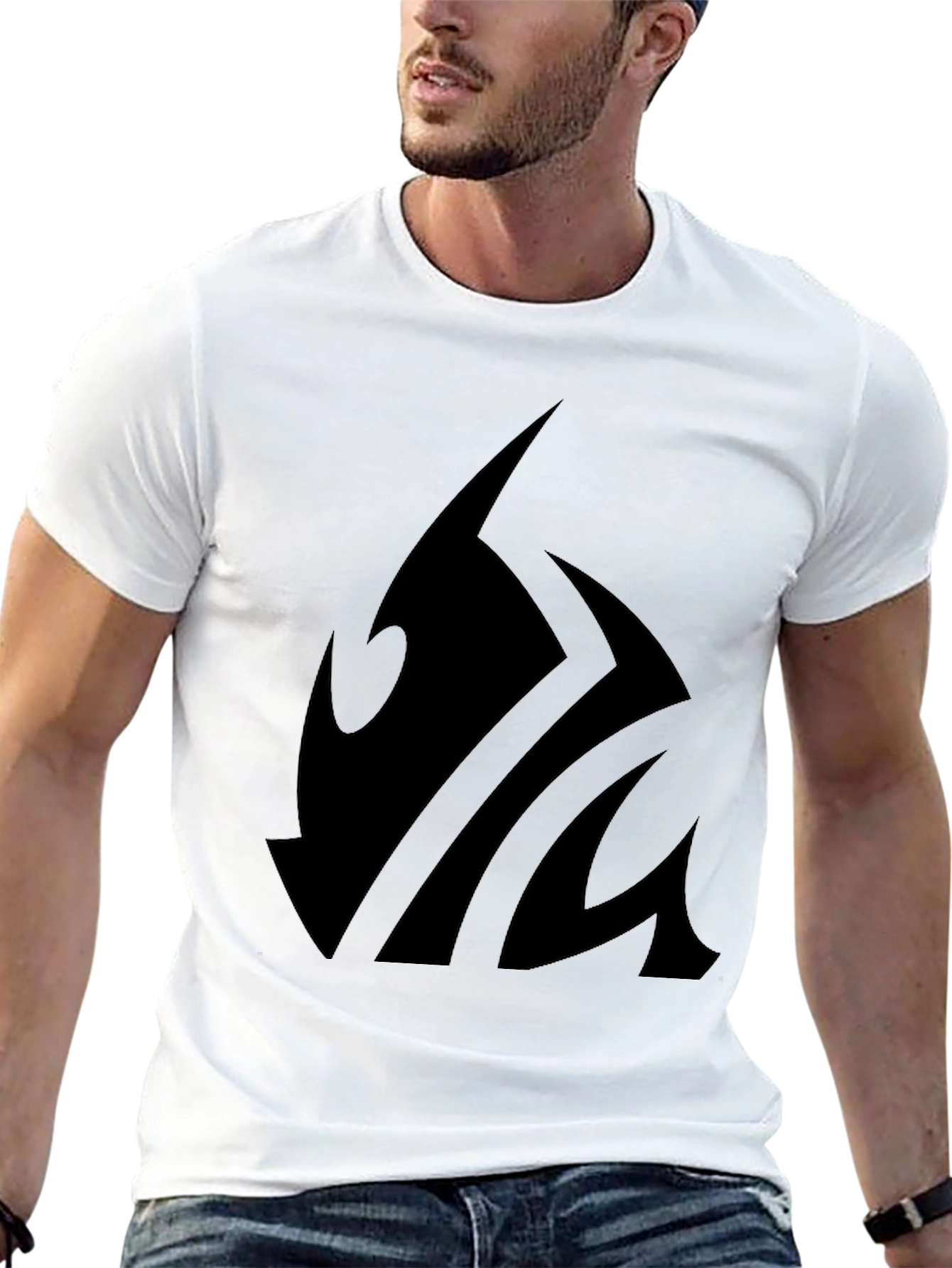 Black Graphic Tee - Abstract Tribal Design