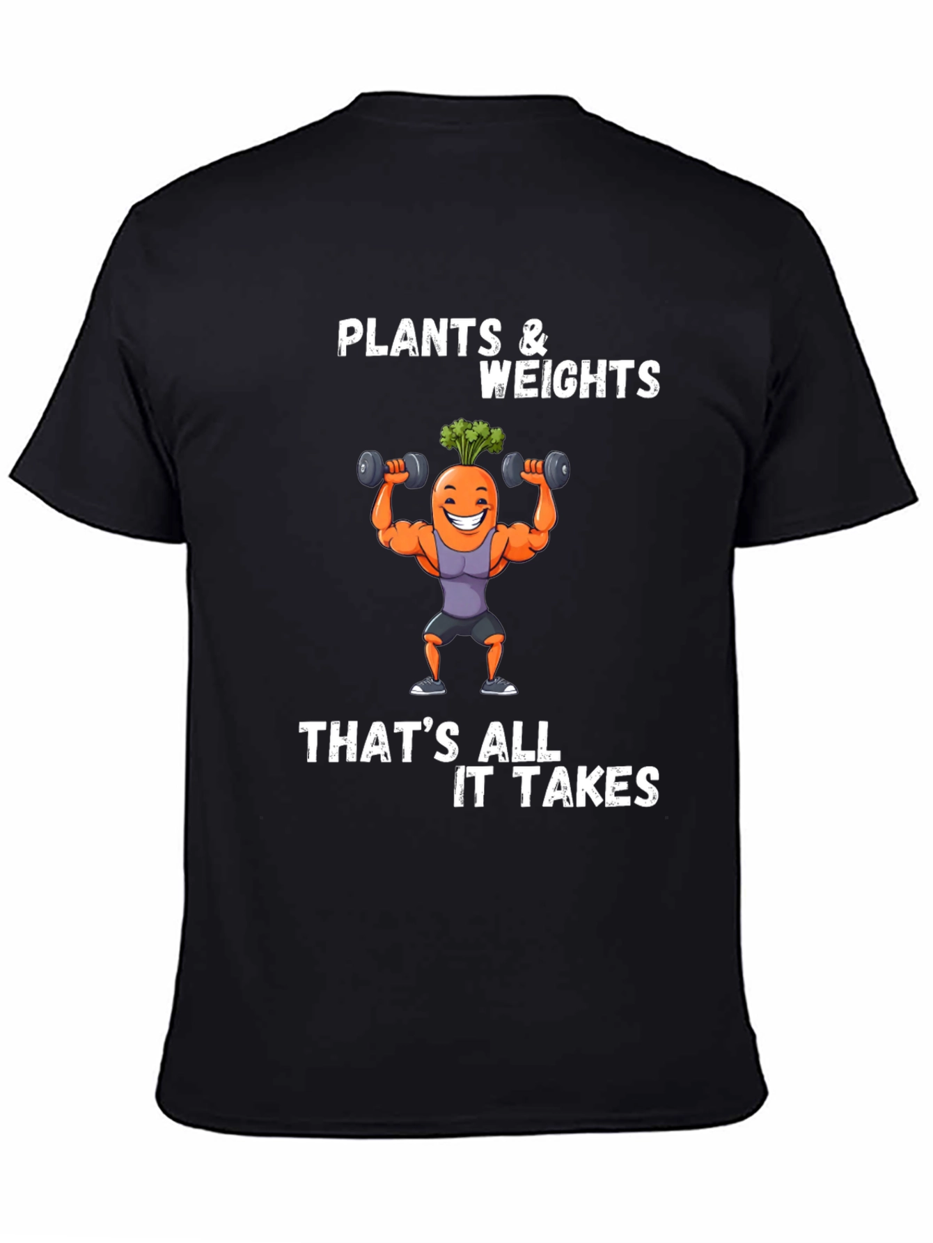 Plants and Weights T-Shirt - Funny Fitness Carrot Tee